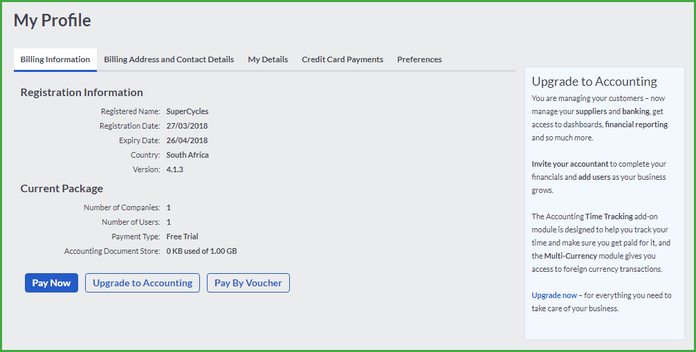 paying for your subscription free billing address